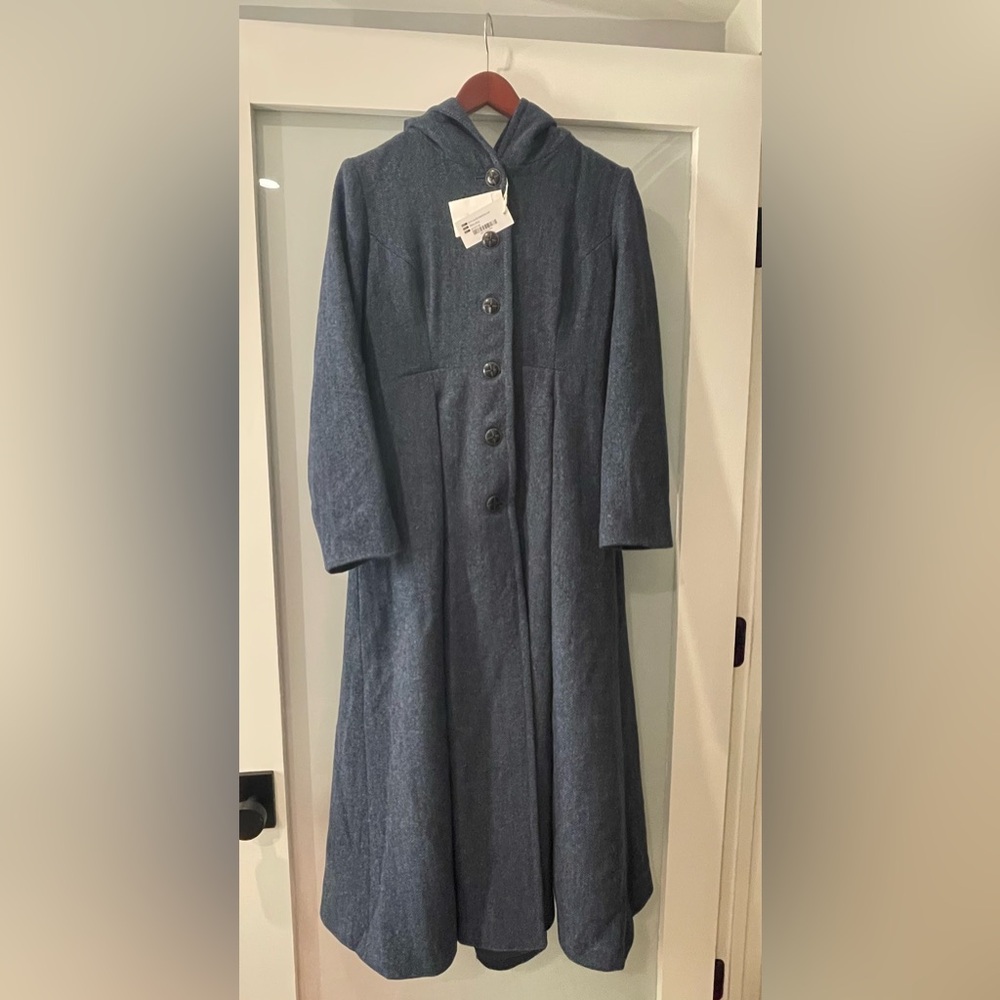 Linennaive My Fair Lady 26 Hooded Wool Coat size medium in Starry Blue NWT - Picture 2 of 8